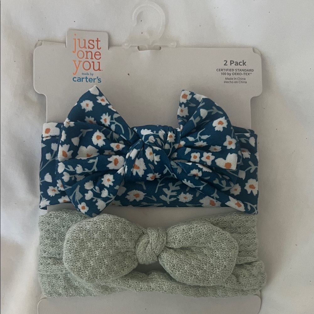 Carter's Blue Floral and Green Headband Set
